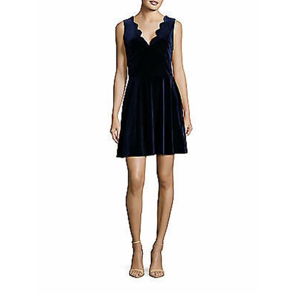 NWT Lord and Taylor Design Lab blue velvet winter party dress - Picture 1 of 8
